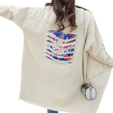 Chaqueta vaquera desgastada y pintada para mujer